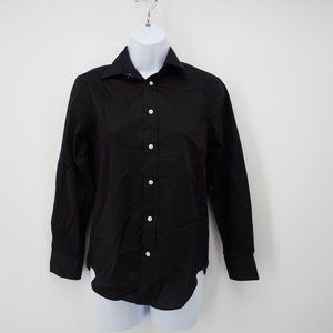 Tallia Women's Black Cotton Blend Long Sleeves Button Down Shirt Business 14
